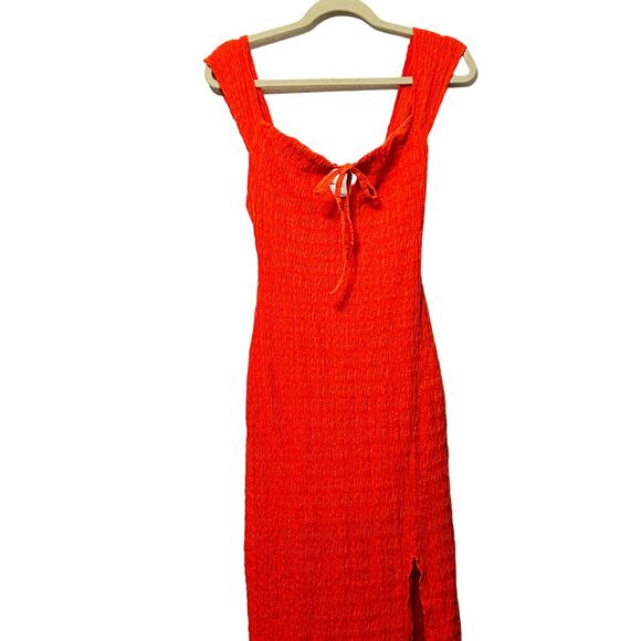 NEW Free People Eleni Stretch Bodycon Midi Dress Size XS Blood Orange Twee Femme - Picture 8 of 12
